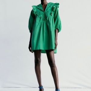 Zara flounced poplin dress